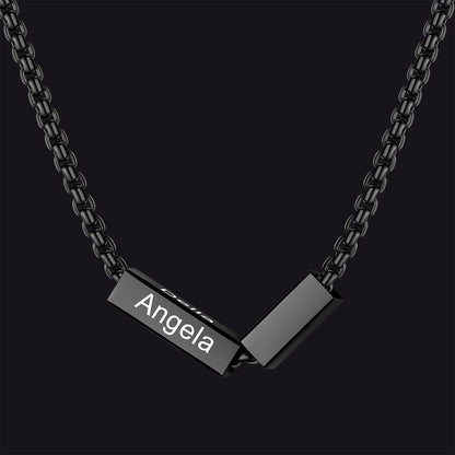 Custom Engraved Names Bar Chain Necklace for