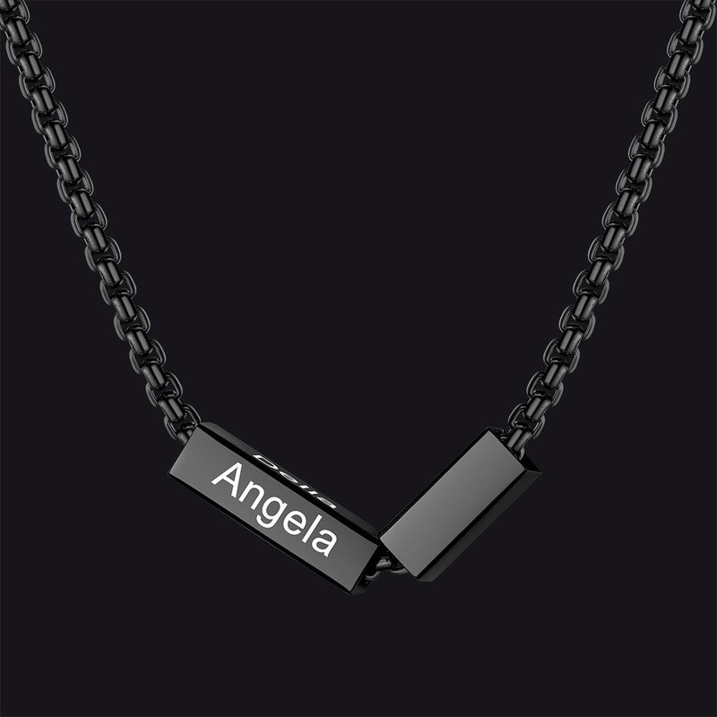 Custom Engraved Names Bar Chain Necklace for