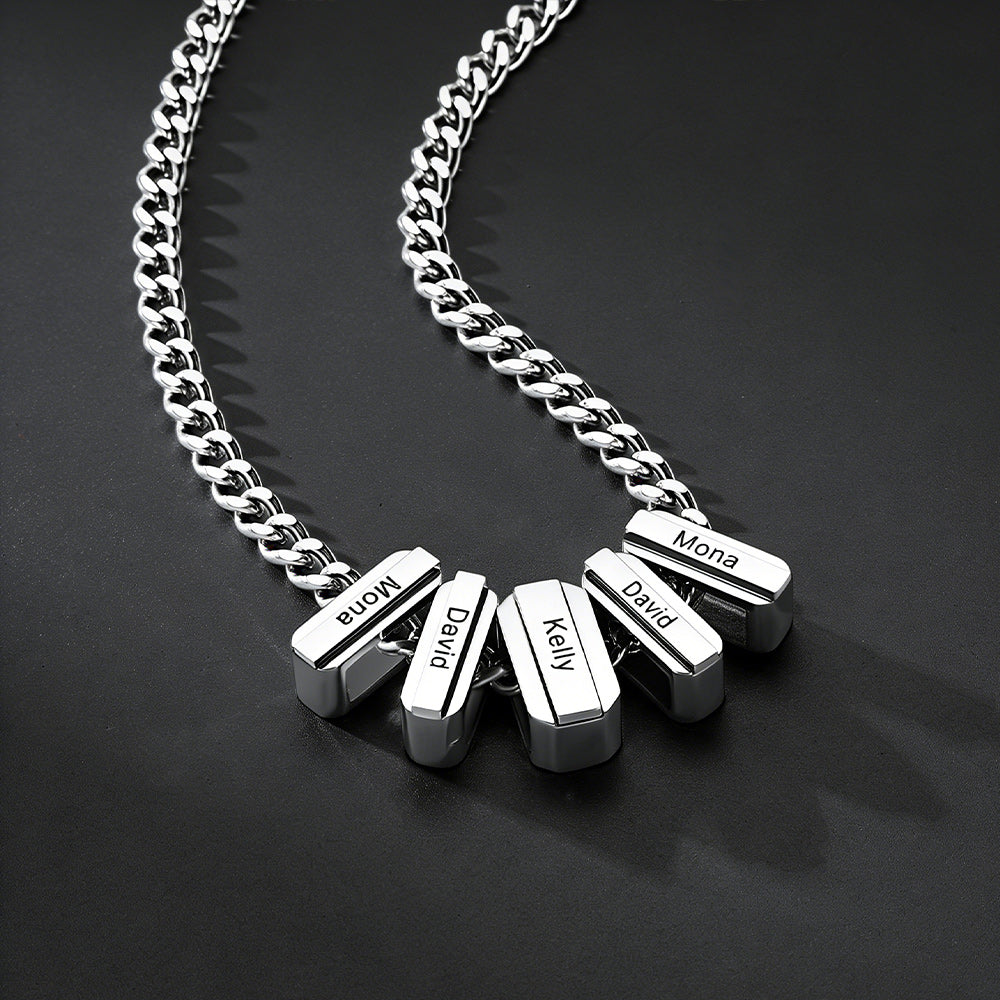 Personalized Engraved Name Chain Charm Necklace for