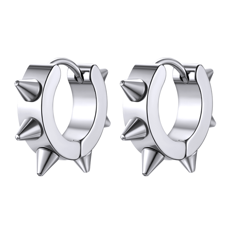 Punk Spike Rivet Huggie Hoop Earrings for