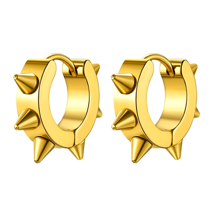 Punk Spike Rivet Huggie Hoop Earrings for