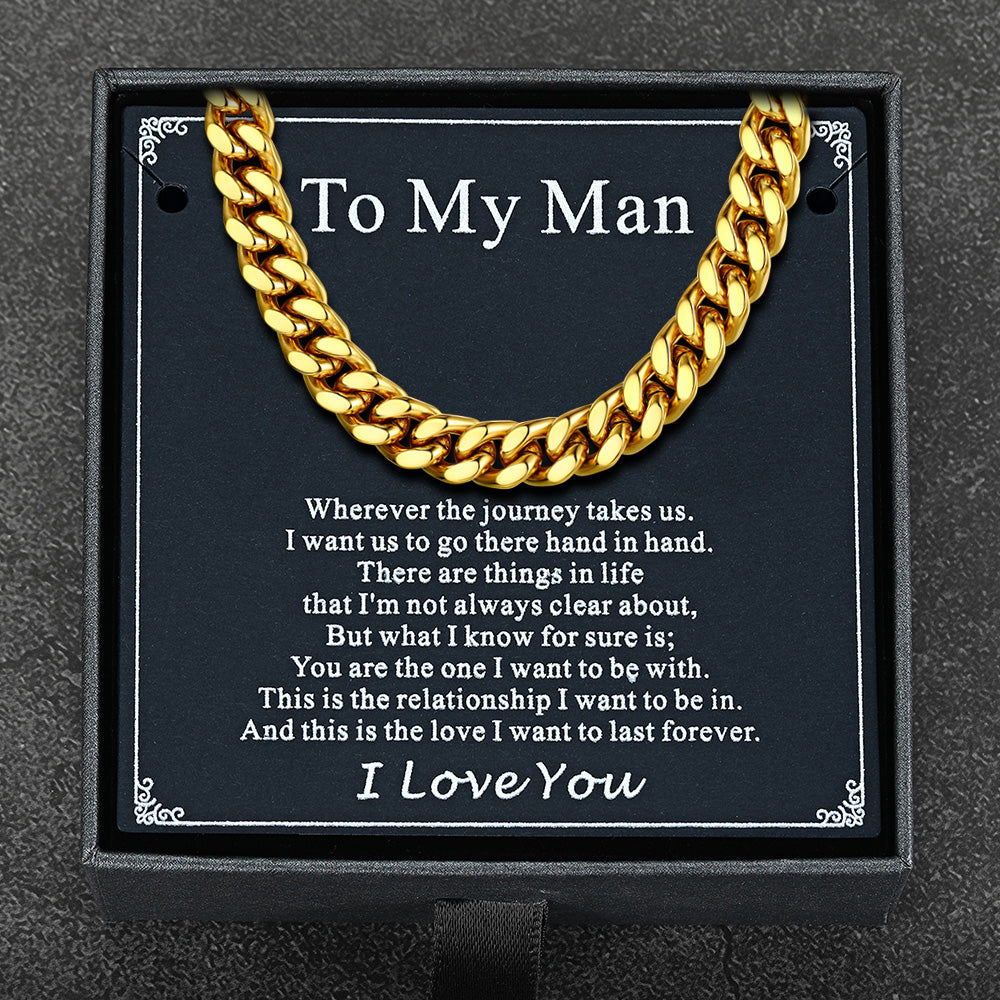 To My Man Miami Cuban Link Chain Necklace, Birthday or Anniversary Gift for Him