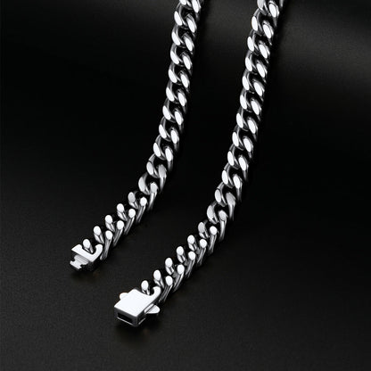 Miami Cuban Chain & Cross Layered Necklaces Set for