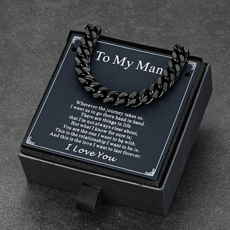 To My Man Miami Cuban Link Chain Necklace, Birthday or Anniversary Gift for Him