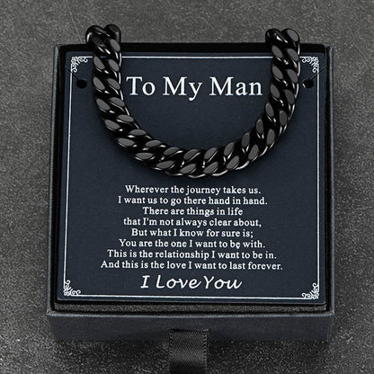 To My Man Miami Cuban Link Chain Necklace, Birthday or Anniversary Gift for Him