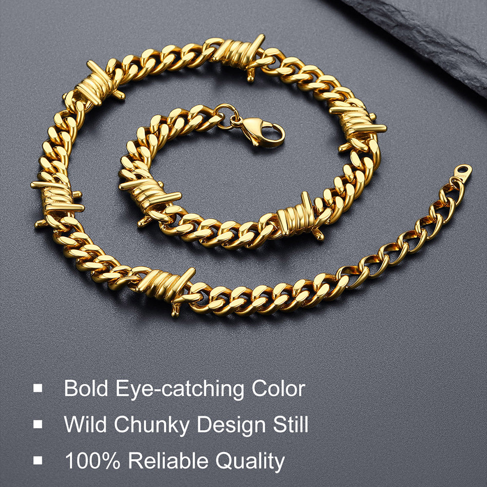 To My Barbed Wire Cuban Chain Choker Necklace Gift for Him