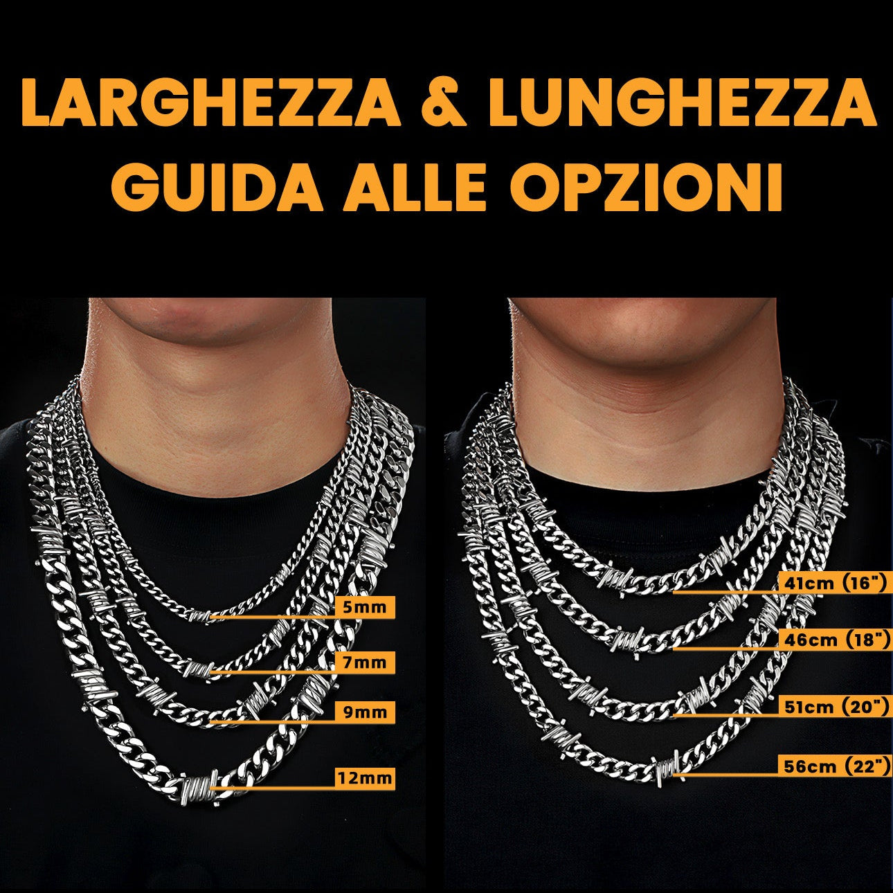 Barbed Wire Cuban Link Chain Choker Necklace for