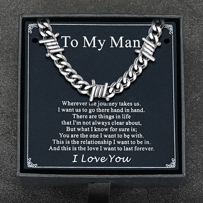To My Barbed Wire Cuban Chain Choker Necklace Gift for Him