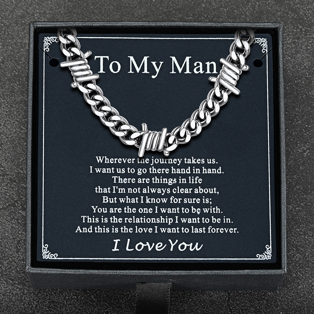 To My Barbed Wire Cuban Chain Choker Necklace Gift for Him