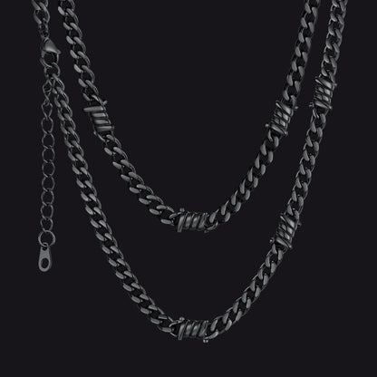 Barbed Wire Cuban Link Chain Choker Necklace for