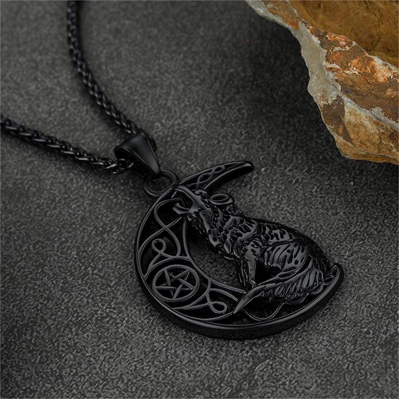 Viking Celtic Crescent Moon Wolf Necklace Jewelry for