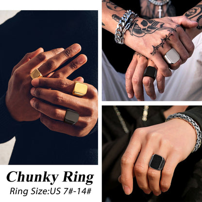 Customized Text Chunky Signet Ring for