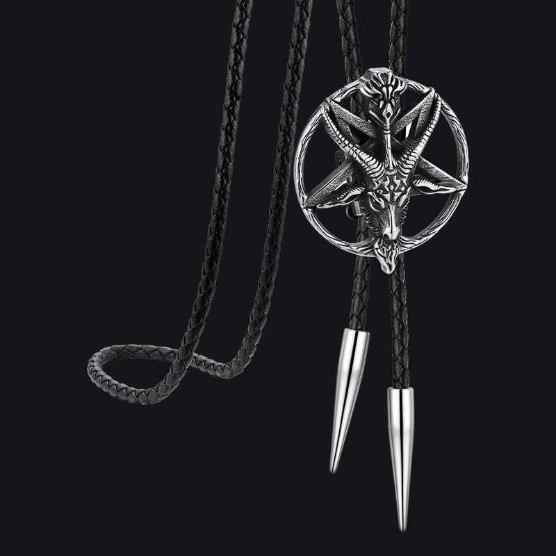 Baphomet Pentagram Goat Bolo Tie for