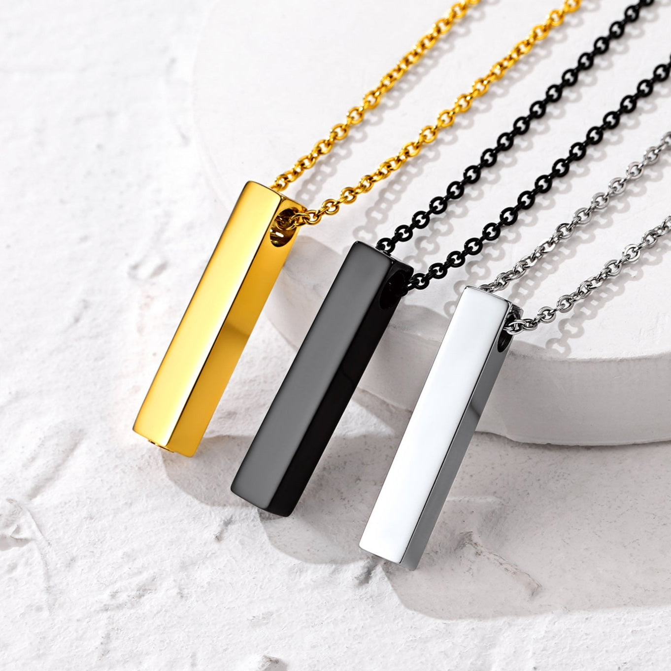 Engraved Bar Urn Necklace for Ashes Cremation Jewlery for