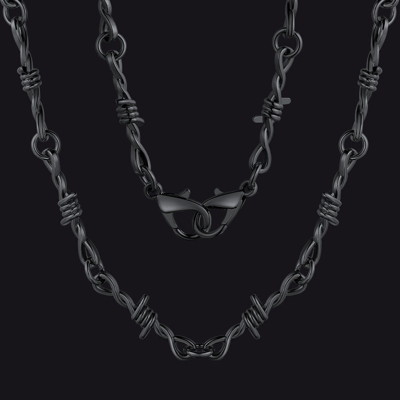 Gothic Thorn Barb Wire Chain Link Necklace Birthday Gift for