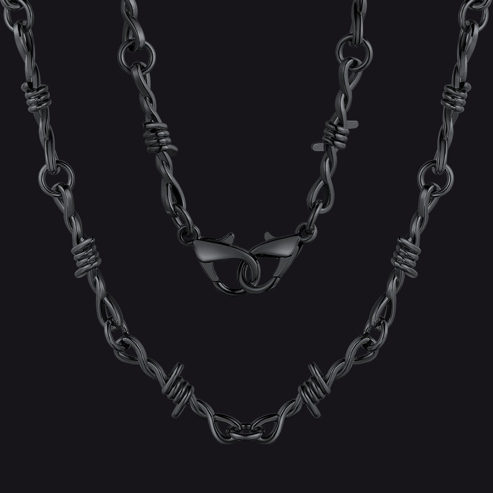 Gothic Thorn Barb Wire Chain Link Necklace Birthday Gift for