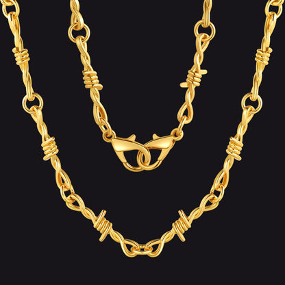 Gothic Thorn Barb Wire Chain Link Necklace Birthday Gift for