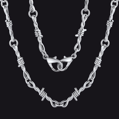 Gothic Thorn Barb Wire Chain Link Necklace Birthday Gift for
