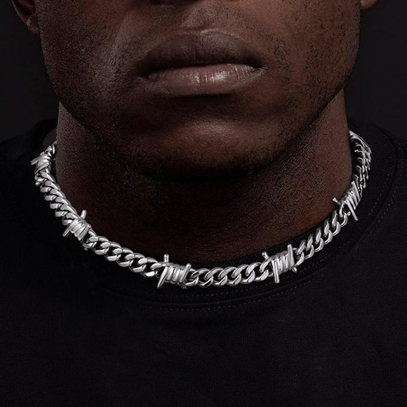 To My Barbed Wire Cuban Chain Choker Necklace Gift for Him
