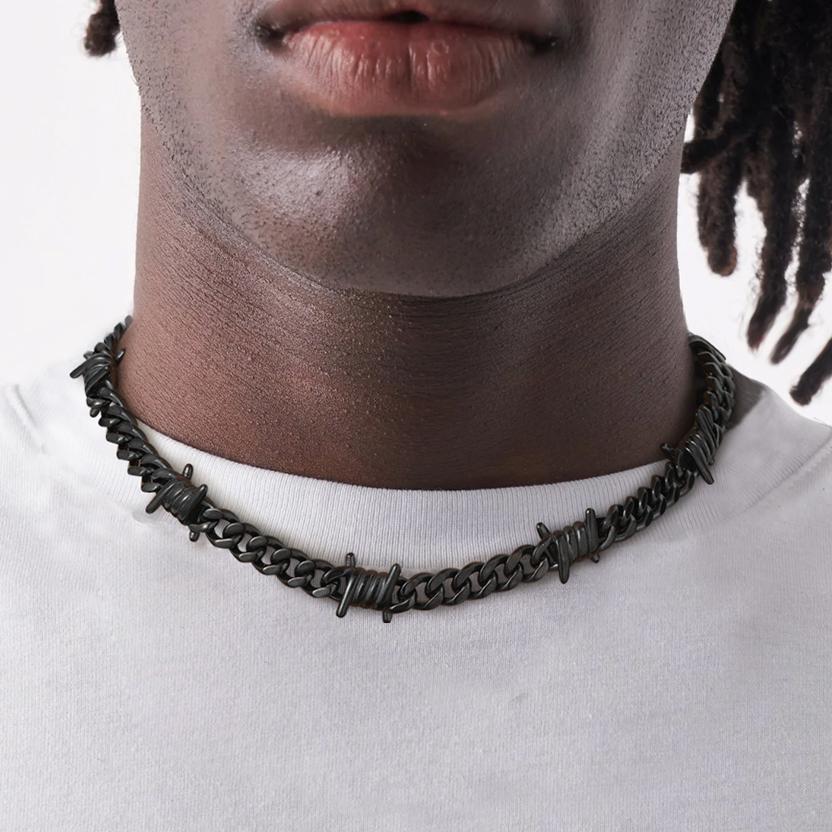 To My Barbed Wire Cuban Chain Choker Necklace Gift for Him