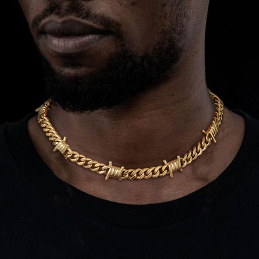 To My Barbed Wire Cuban Chain Choker Necklace Gift for Him