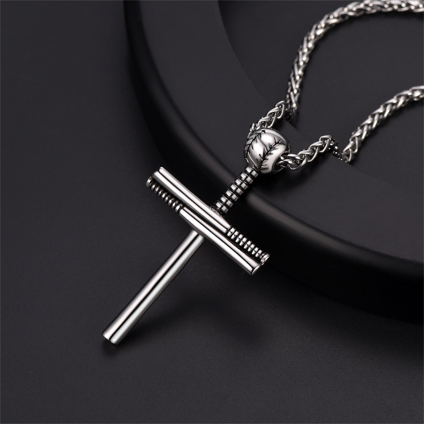 Baseball Bat Cross Necklace Sport Pendant for