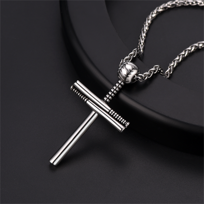 Baseball Bat Cross Necklace Sport Pendant for