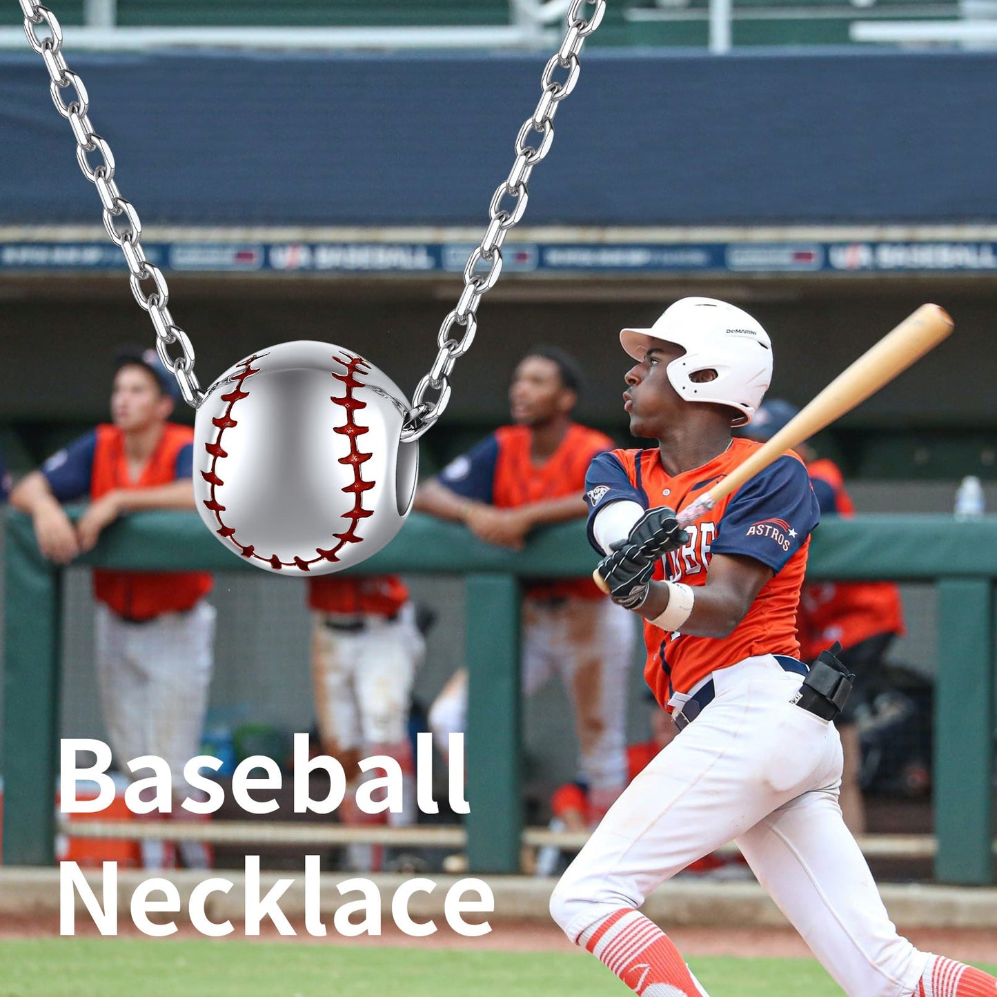 Sterling Silver Baseball Pendant Necklace for
