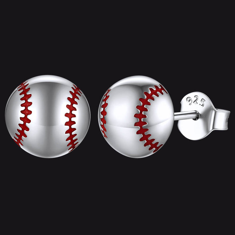 Sterling Silver Baseball Stud Earrings for