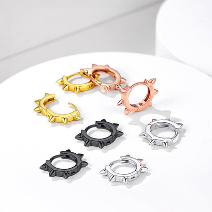 Sterling Silver Basic Rivet Hoop Earrings for