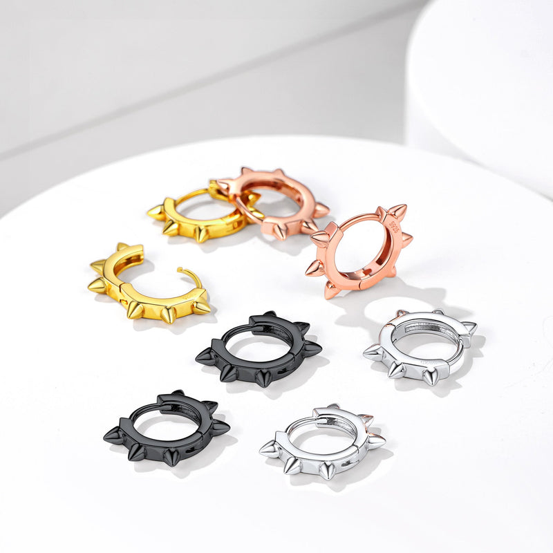 Sterling Silver Basic Rivet Hoop Earrings for