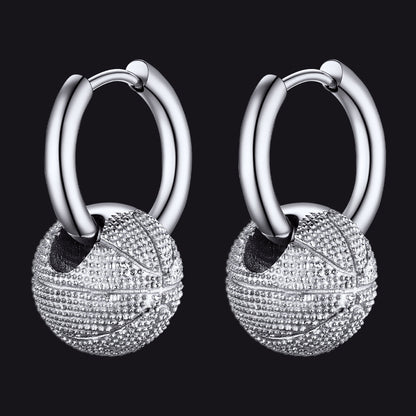 Basketball Dangle Hoop Earrings for