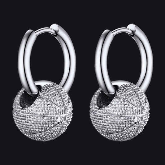 Basketball Dangle Hoop Earrings for