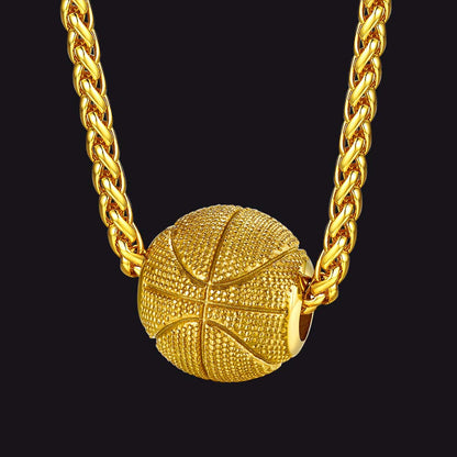 3d Basketball Pendant Necklace for