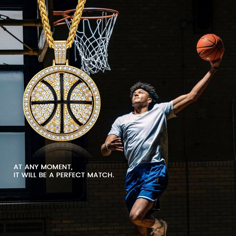Bling Basketball Spinner Necklace for