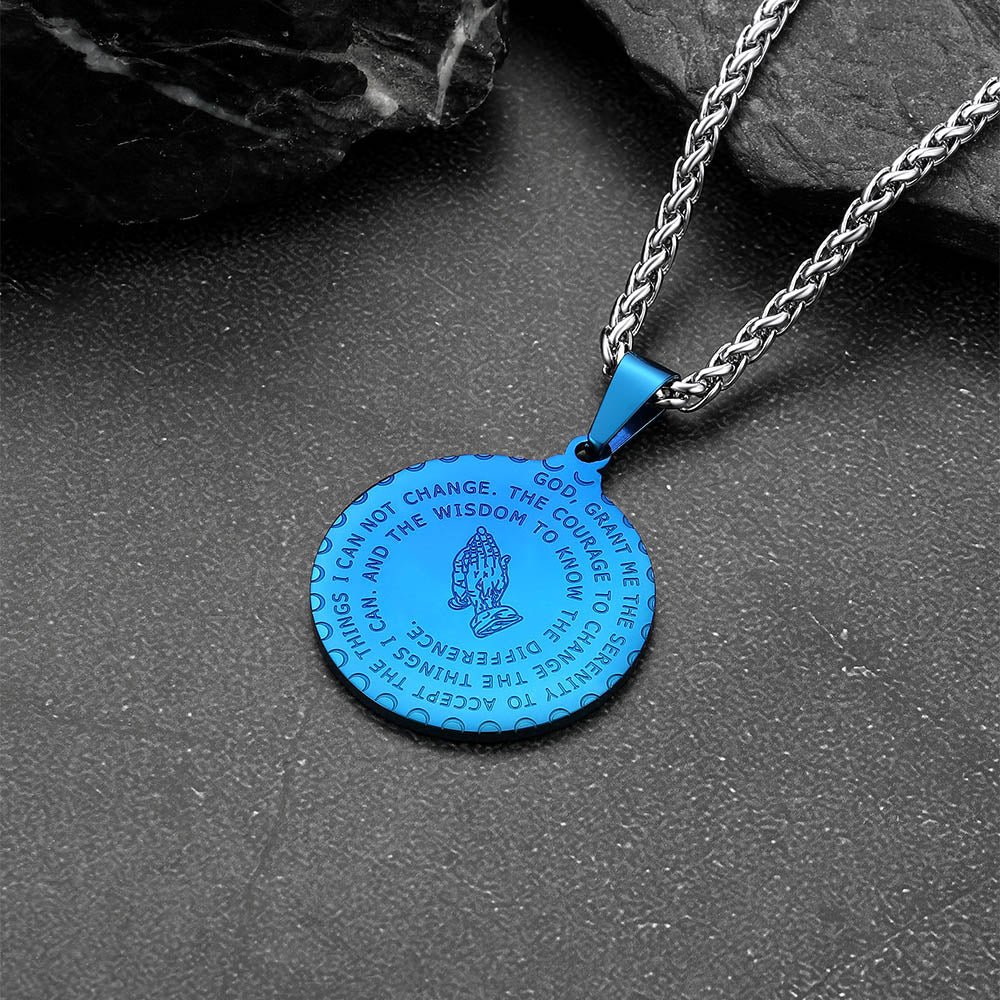 Bible Verse Prayer Hands Coin Medal Necklace for