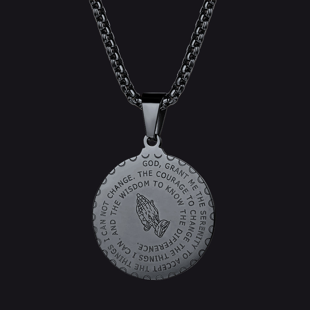 Bible Verse Prayer Hands Coin Medal Necklace for