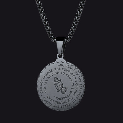 Bible Verse Prayer Hands Coin Medal Necklace for