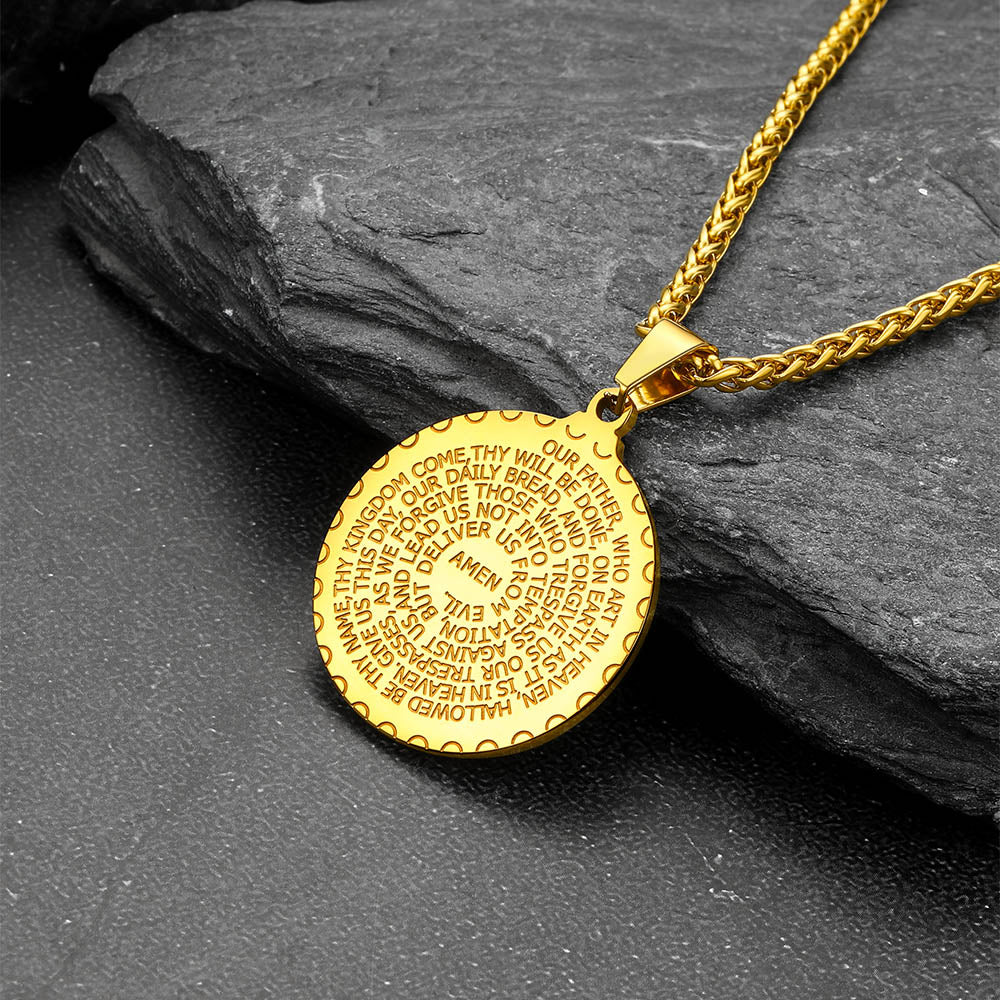 Bible Verse Prayer Hands Coin Medal Necklace for