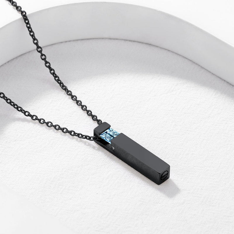 Custom Birthstone Bar Urn Cremation Necklace for Ashes Memorial Keepsakes Pendant