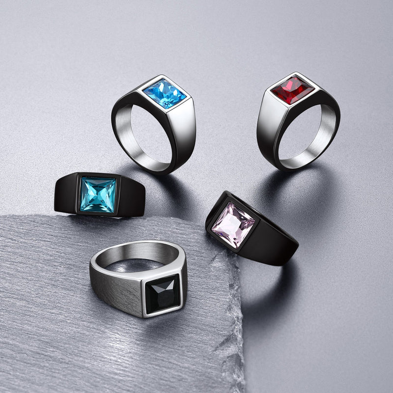 Minimalist Birthstone Gemstone Band Ring for