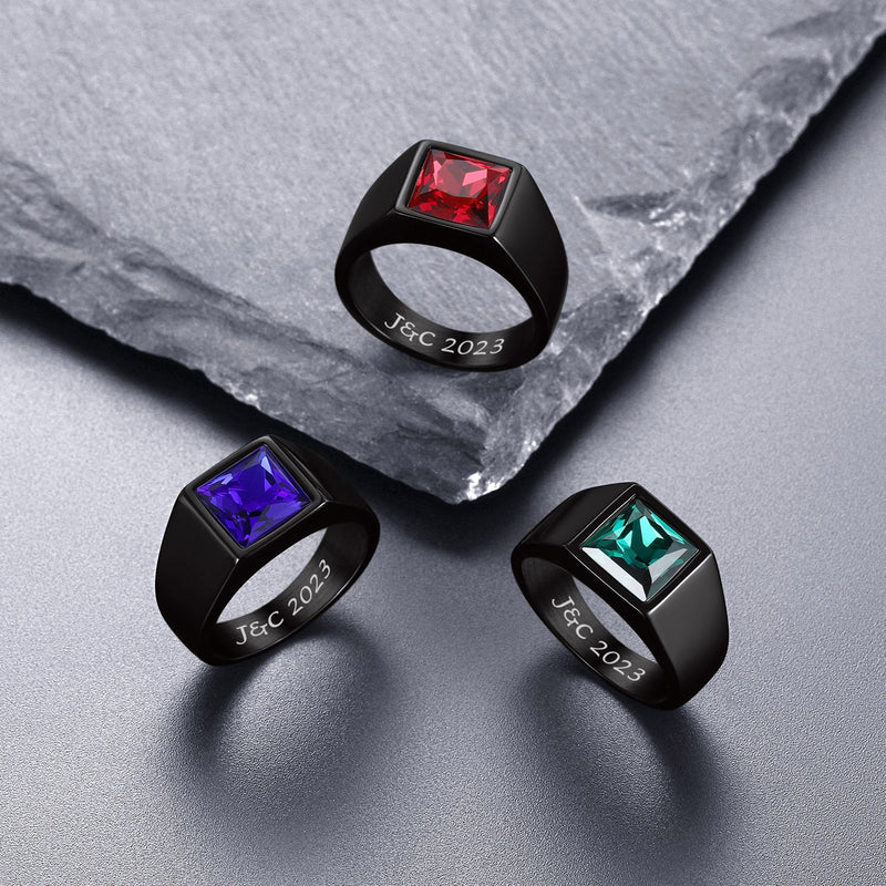 Minimalist Birthstone Gemstone Band Ring for