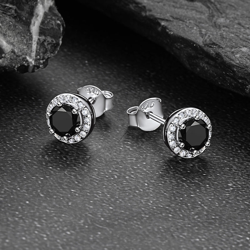 S925 Silver Cz Birthstone Stud Halo Earrings for