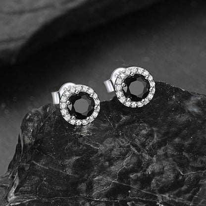 S925 Silver Cz Birthstone Stud Halo Earrings for