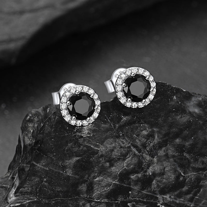 S925 Silver Cz Birthstone Stud Halo Earrings for