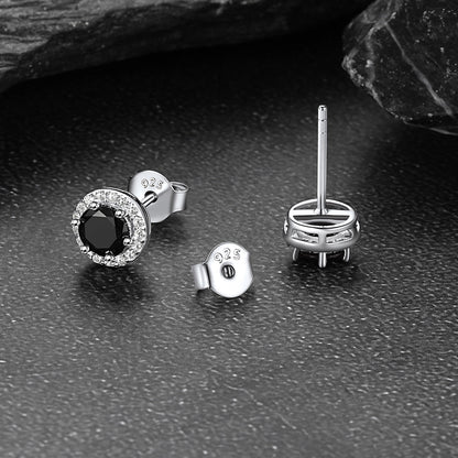 S925 Silver Cz Birthstone Stud Halo Earrings for