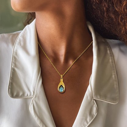 Custom Cremation Tear Drop Birthstone Urn Ashes Necklace for