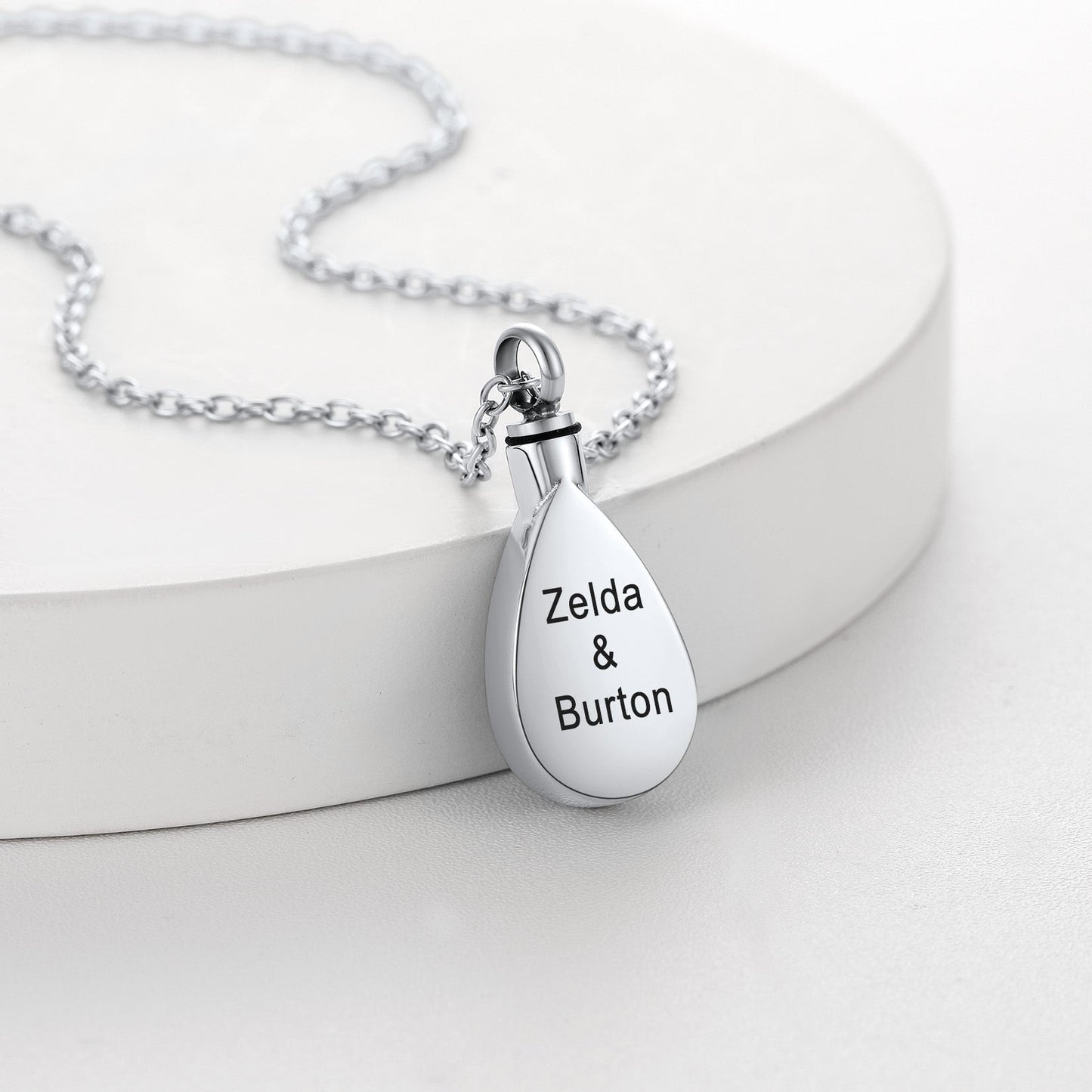 Custom Cremation Tear Drop Birthstone Urn Ashes Necklace for
