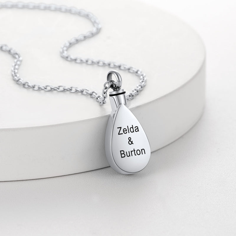 Custom Cremation Tear Drop Birthstone Urn Ashes Necklace for