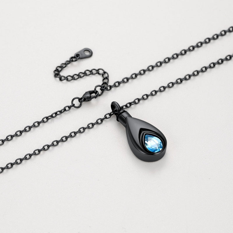 Custom Cremation Tear Drop Birthstone Urn Ashes Necklace for